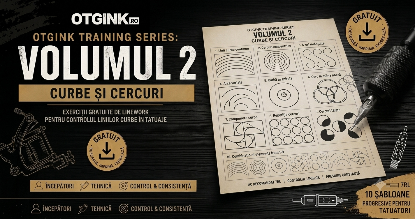 Fișă de exerciții pentru tatuaj: OTGINK Training Series – Volumul 2: Curbe și Cercuri